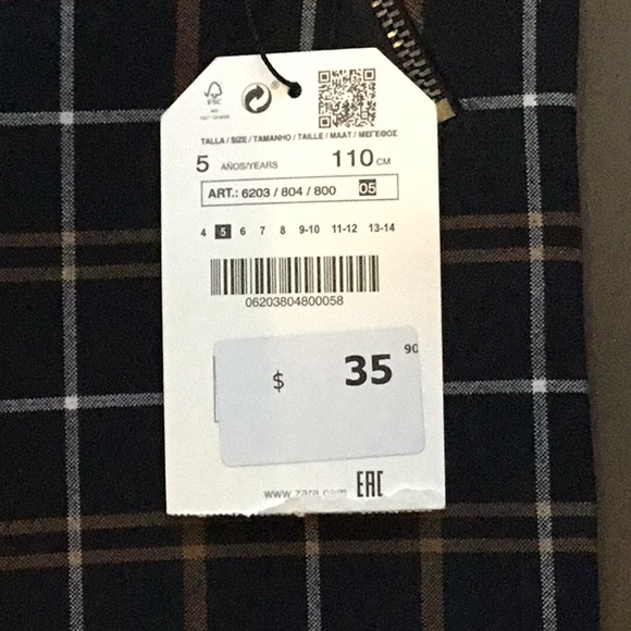 Zara plaid zipper pocket pants, size 5, NWT - Picture 3 of 5